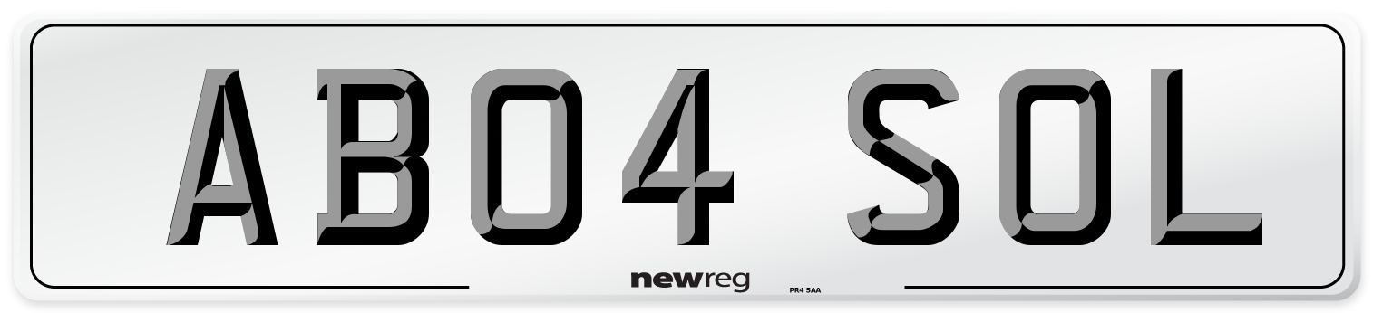 AB04 SOL Number Plate from New Reg